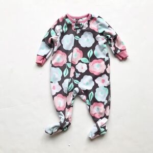 Carters floral fleece footed pajama GUC 6 months